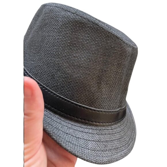 Ultrafun Straw Fedora Hat Classic Manhattan Dark Gray Black Belt Buckle Band Uni - Picture 4 of 13